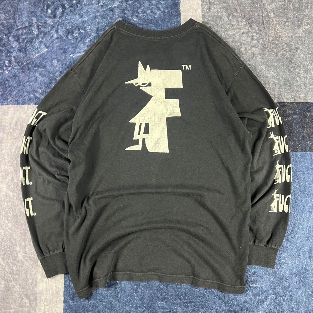 FUCT Mens Long Sleeve Graphic T-Shirt Black Large Erik Brunetti Made in USA